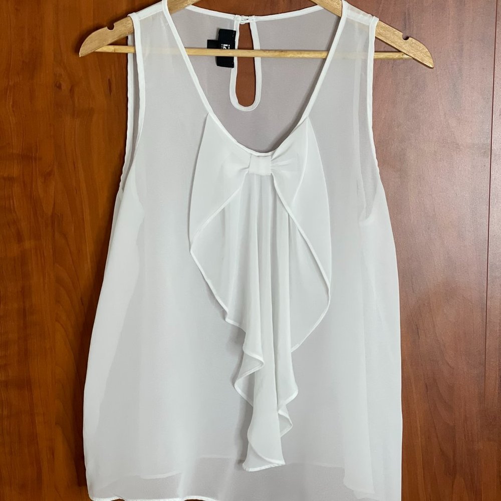 IZ Byer Sheer White Sleeveless Top